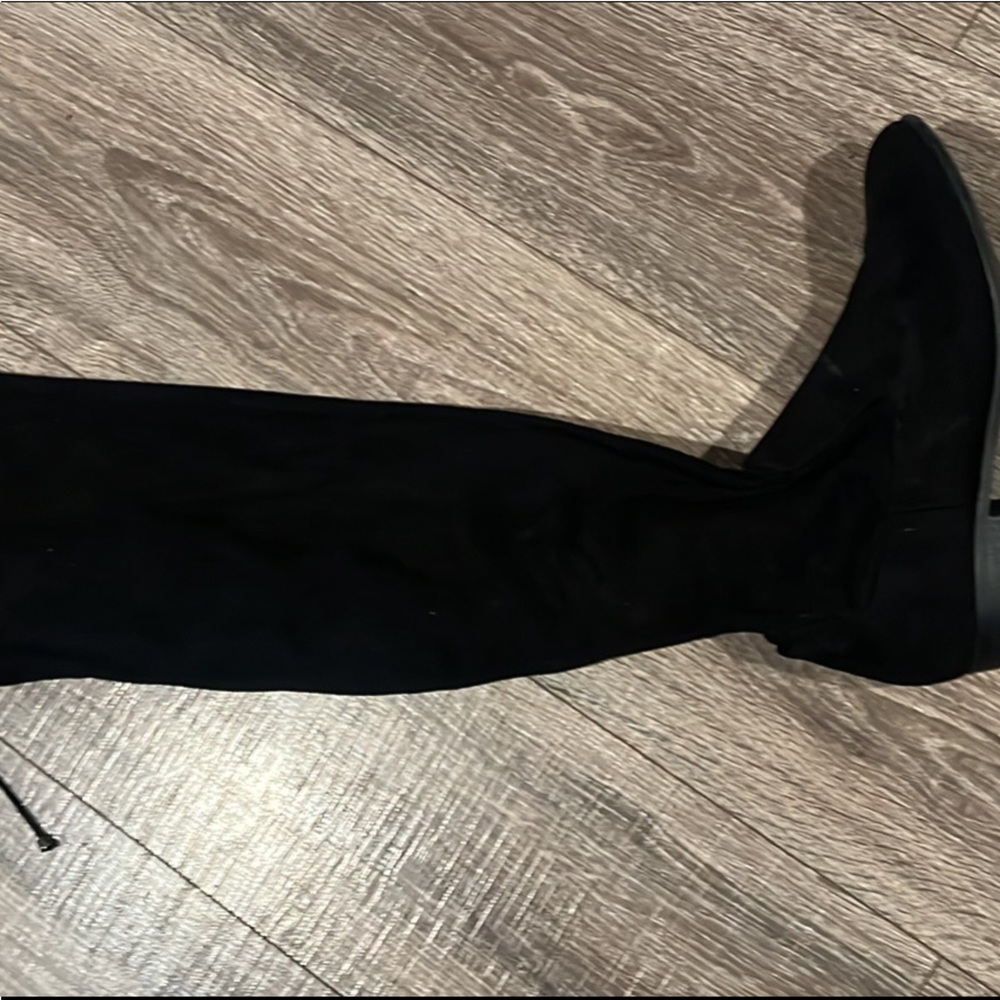 Black over the knee boots drawstring up top very comfortable